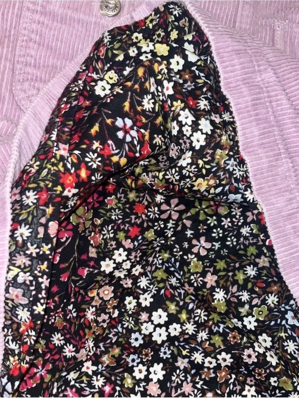 Baby Gap Girls Size 5 Purple Corduroy Jumper Dress Floral Lining